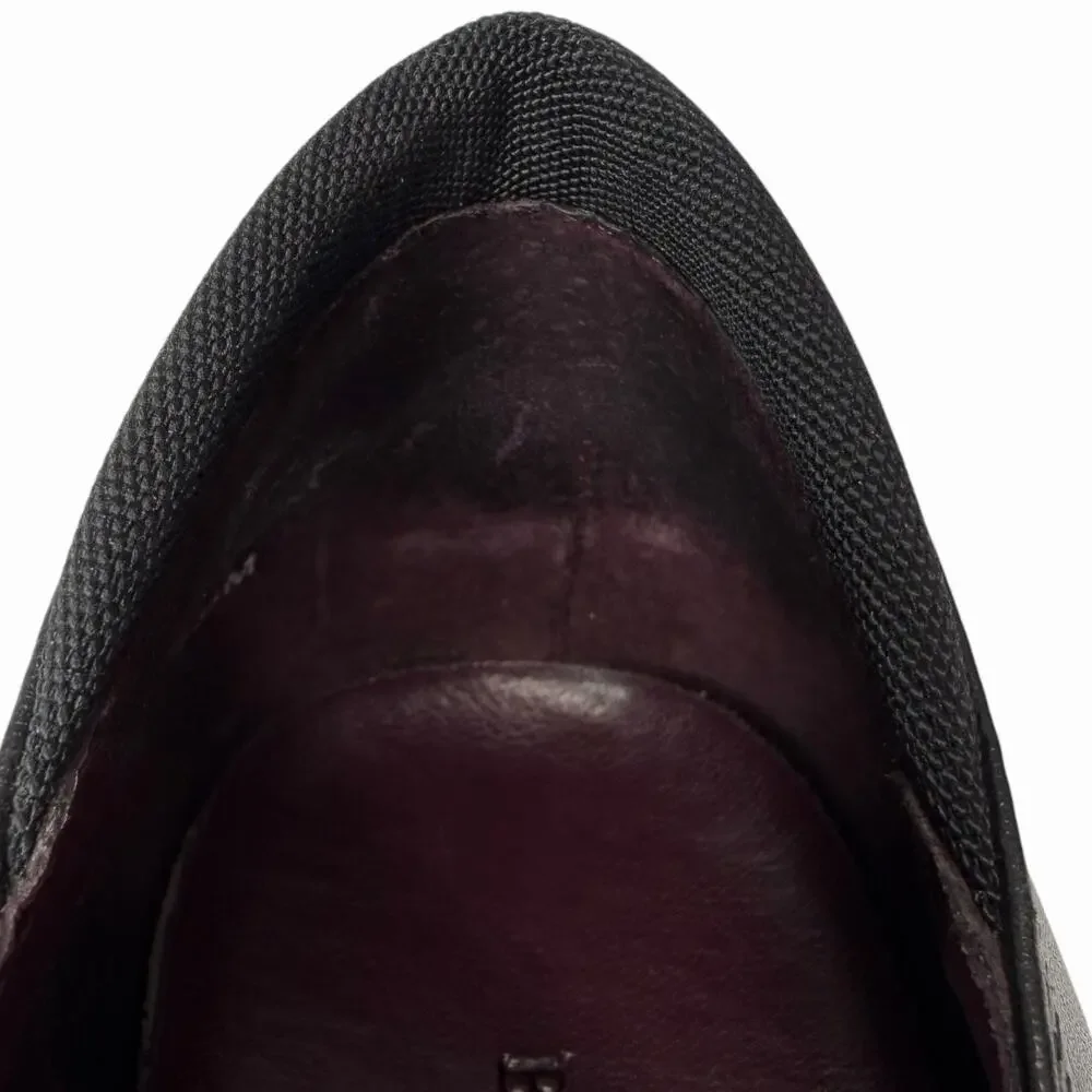 Bandolino Womens Sz 8.5M Black Leather Slip On Loafers Comfort Wedge Heels